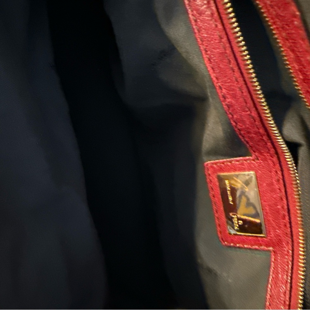 Fendi Red Textured Leather Satchel - Picture 9 of 15